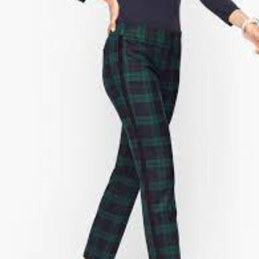 Talbots Black Watch Plaid Hampshire Ankle Wool Blend Trouser Size Stripe Size 6